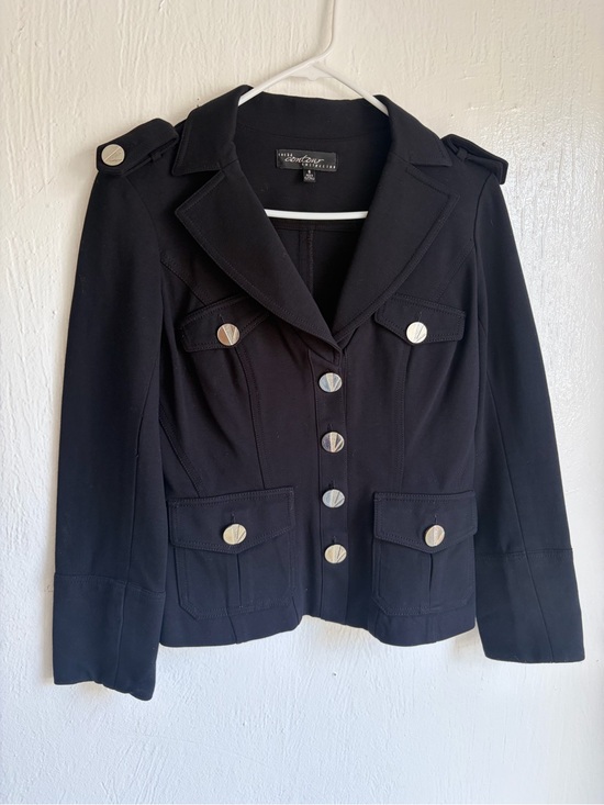Cache Jackets & Blazers - Cache Black Military-Style Blazer with Silver Buttons
